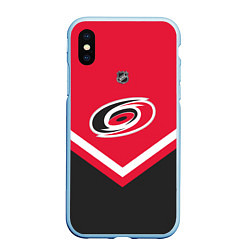 Чехол iPhone XS Max матовый NHL: Carolina Hurricanes, цвет: 3D-голубой