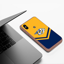 Чехол iPhone XS Max матовый NHL: Nashville Predators, цвет: 3D-коричневый — фото 2