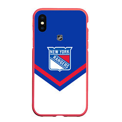 Чехол iPhone XS Max матовый NHL: New York Rangers, цвет: 3D-красный