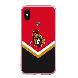 Чехол iPhone XS Max матовый NHL: Ottawa Senators, цвет: 3D-розовый