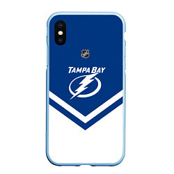 Чехол iPhone XS Max матовый NHL: Tampa Bay Lightning, цвет: 3D-голубой