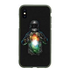 Чехол iPhone XS Max матовый Космос внутри, цвет: 3D-темно-зеленый