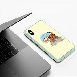 Чехол iPhone XS Max матовый Маленький тигренок, цвет: 3D-салатовый — фото 2