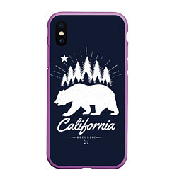 Чехол iPhone XS Max матовый California Republic, цвет: 3D-фиолетовый