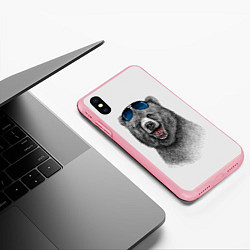 Чехол iPhone XS Max матовый Счастливый медведь, цвет: 3D-баблгам — фото 2