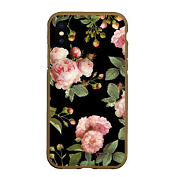 Чехол iPhone XS Max матовый TOP Roses, цвет: 3D-коричневый