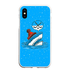 Чехол iPhone XS Max матовый Акула хоккейный фанат