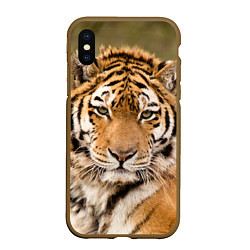 Чехол iPhone XS Max матовый Милый тигр, цвет: 3D-коричневый