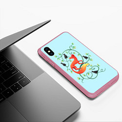 Чехол iPhone XS Max матовый Милая лисичка, цвет: 3D-малиновый — фото 2