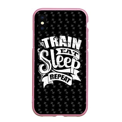 Чехол iPhone XS Max матовый Train Eat Sleep Repeat