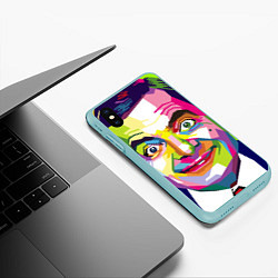 Чехол iPhone XS Max матовый Роуэн Аткинсон, цвет: 3D-мятный — фото 2