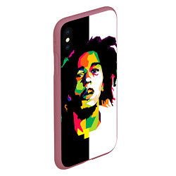 Чехол iPhone XS Max матовый Bob Marley: Colors, цвет: 3D-малиновый — фото 2