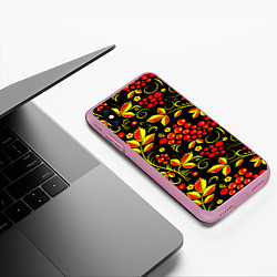 Чехол iPhone XS Max матовый Хохлома, цвет: 3D-розовый — фото 2