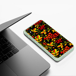 Чехол iPhone XS Max матовый Хохлома, цвет: 3D-салатовый — фото 2