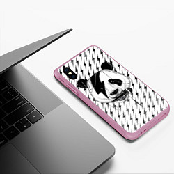 Чехол iPhone XS Max матовый Панда вокалист, цвет: 3D-розовый — фото 2