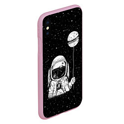 Чехол iPhone XS Max матовый Астронавт с шариком, цвет: 3D-розовый — фото 2