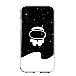 Чехол iPhone XS Max матовый Маленький космонавт, цвет: 3D-белый