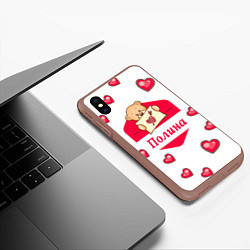 Чехол iPhone XS Max матовый Влюбленная Полина, цвет: 3D-коричневый — фото 2
