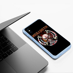 Чехол iPhone XS Max матовый Megadeth: Skull in chains, цвет: 3D-голубой — фото 2