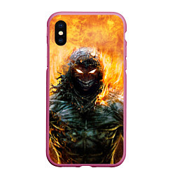 Чехол iPhone XS Max матовый Disturbed: Monster Flame, цвет: 3D-малиновый