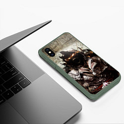 Чехол iPhone XS Max матовый Disturbed: Madness, цвет: 3D-темно-зеленый — фото 2