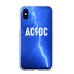 Чехол iPhone XS Max матовый AC/DC: Lightning, цвет: 3D-белый