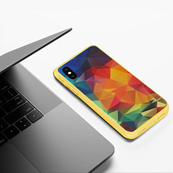 Чехол iPhone XS Max матовый Цветные полигоны, цвет: 3D-желтый — фото 2