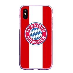 Чехол iPhone XS Max матовый Bayern FC: Red line, цвет: 3D-сиреневый