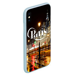 Чехол iPhone XS Max матовый Night Paris, цвет: 3D-голубой — фото 2