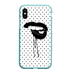 Чехол iPhone XS Max матовый Black Lips, цвет: 3D-мятный