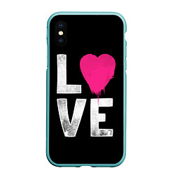 Чехол iPhone XS Max матовый Love Heart, цвет: 3D-мятный