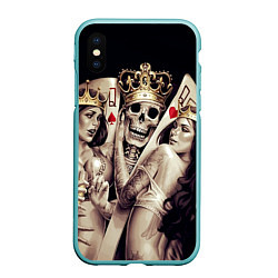 Чехол iPhone XS Max матовый Poker Skull, цвет: 3D-мятный