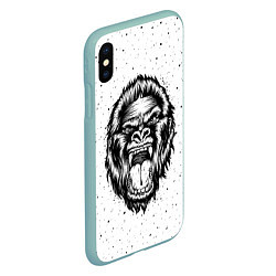 Чехол iPhone XS Max матовый Рык гориллы, цвет: 3D-мятный — фото 2