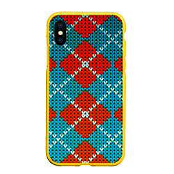 Чехол iPhone XS Max матовый Knitting pattern, цвет: 3D-желтый