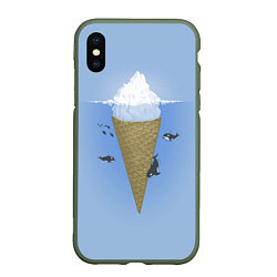 Чехол iPhone XS Max матовый Мороженое, цвет: 3D-темно-зеленый