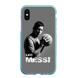 Чехол iPhone XS Max матовый Leo Messi, цвет: 3D-мятный