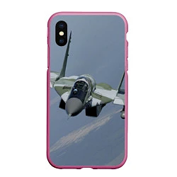 Чехол iPhone XS Max матовый MiG-29SMT, цвет: 3D-малиновый