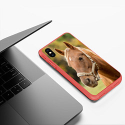 Чехол iPhone XS Max матовый Взгляд лошади, цвет: 3D-красный — фото 2