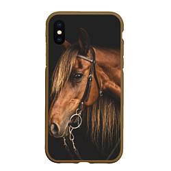 Чехол iPhone XS Max матовый Взгляд коня, цвет: 3D-коричневый