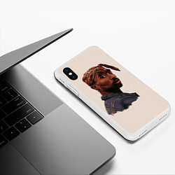 Чехол iPhone XS Max матовый Tupac Shakur, цвет: 3D-белый — фото 2