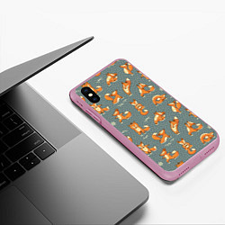 Чехол iPhone XS Max матовый Foxes Yoga, цвет: 3D-розовый — фото 2