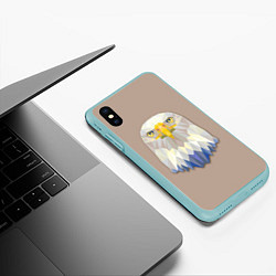 Чехол iPhone XS Max матовый Геометрический орел, цвет: 3D-мятный — фото 2