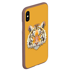 Чехол iPhone XS Max матовый Геометрический тигр, цвет: 3D-коричневый — фото 2