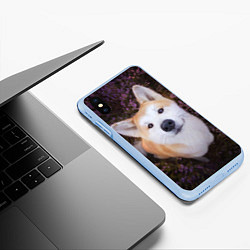 Чехол iPhone XS Max матовый Улыбка песика, цвет: 3D-голубой — фото 2