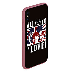 Чехол iPhone XS Max матовый All You Need Is Love, цвет: 3D-малиновый — фото 2