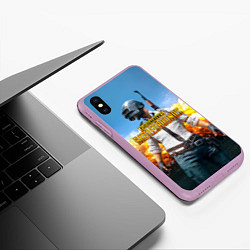 Чехол iPhone XS Max матовый PUBG Wars, цвет: 3D-сиреневый — фото 2