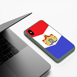 Чехол iPhone XS Max матовый Флаг и герб Голландии, цвет: 3D-темно-зеленый — фото 2