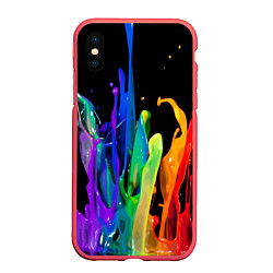 Чехол iPhone XS Max матовый Всплеск красок, цвет: 3D-красный