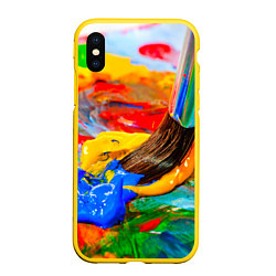 Чехол iPhone XS Max матовый Краски, цвет: 3D-желтый