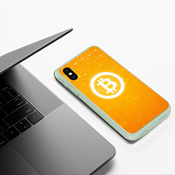 Чехол iPhone XS Max матовый Bitcoin Orange, цвет: 3D-салатовый — фото 2